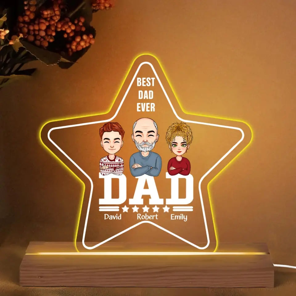 Personalize 3D LED Light Night - Best Dad Ever - Gift For Dad, Gift For Grandpa, Father's Day Gift - WRND010