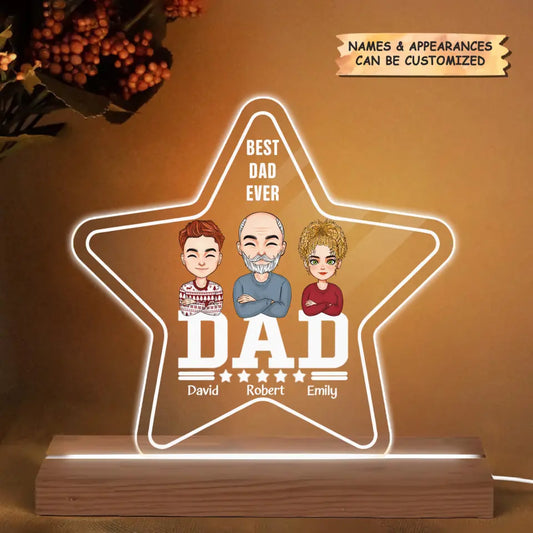 Personalize 3D LED Light Night - Best Dad Ever - Gift For Dad, Gift For Grandpa, Father's Day Gift - WRND010