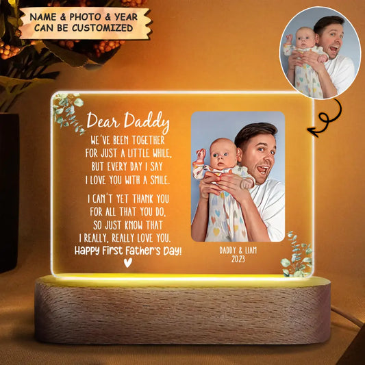 Personalized Acrylic Rectangle Plaque - Happy First Father's Day - Gift For Dad, Father's Day Gift - WRND010