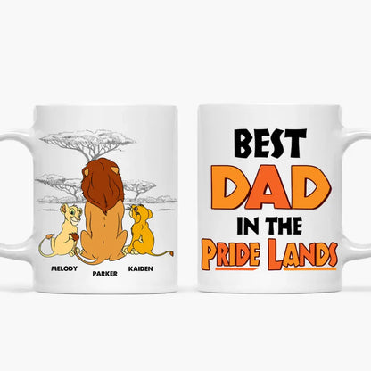 Personalized White Mug - Father's Day Gift For Dad, Grandpa - The Best Dad In The Pride Lands