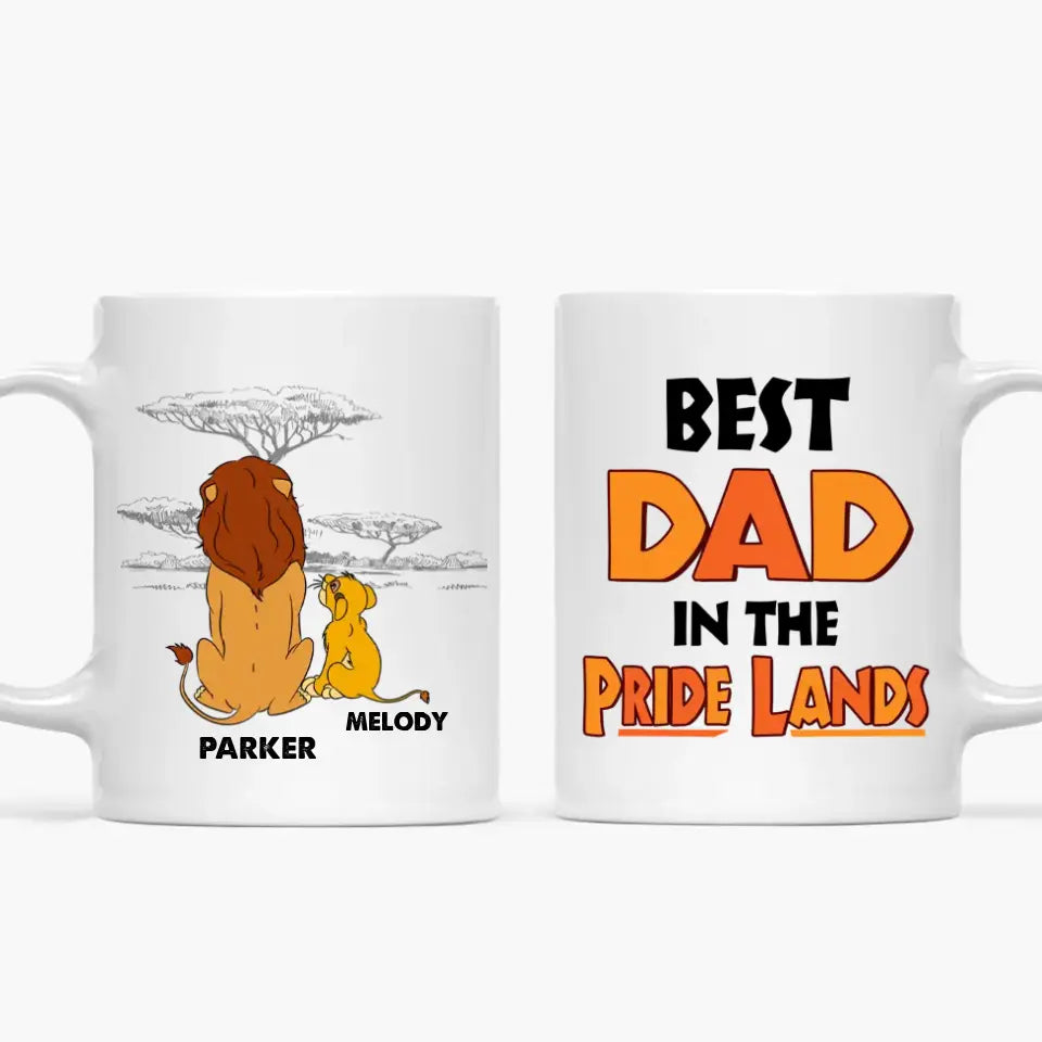 Personalized White Mug - Father's Day Gift For Dad, Grandpa - The Best Dad In The Pride Lands