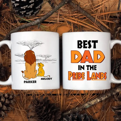 Personalized White Mug - Father's Day Gift For Dad, Grandpa - The Best Dad In The Pride Lands