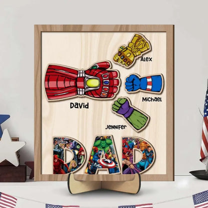 Personalized Wooden Art - Father's Day, Birthday Gift For Dad, Grandpa - Dad Kids Bump