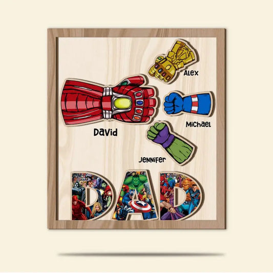 Personalized Wooden Art - Father's Day, Birthday Gift For Dad, Grandpa - Dad Kids Bump