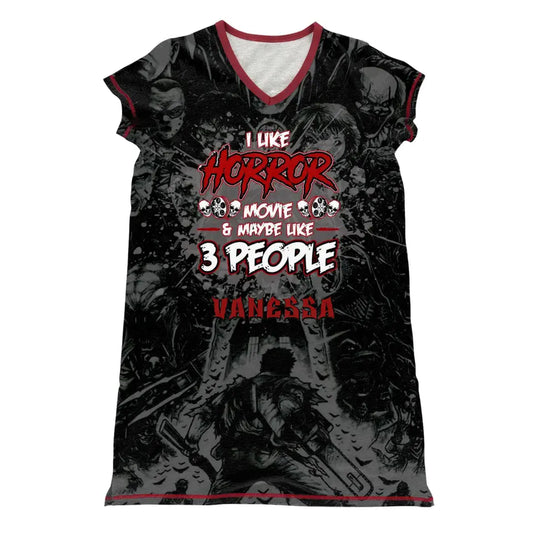 Women's V-Neck Nightshirt - I Like Horror Movies
