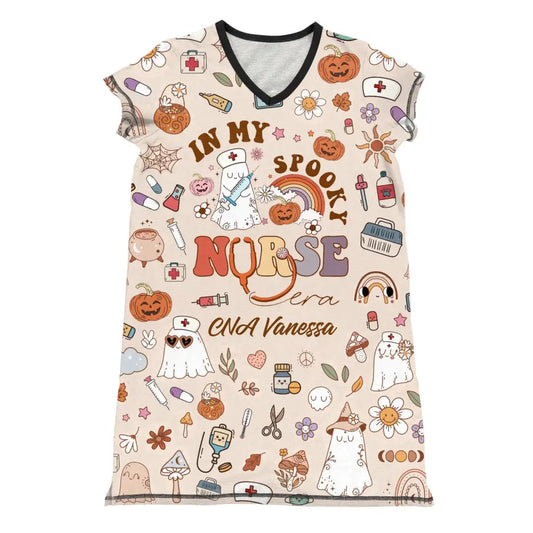 Women's V-Neck Nightshirt - In My Spooky Nurse Era