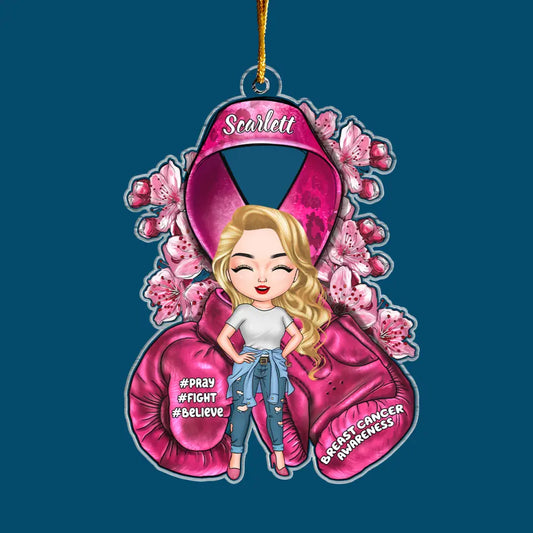 Breast Cancer Awareness - Personalized Custom Mica Ornament - Christmas, Breast Cancer Awareness Month's Gift For Friends, Family Members CLA0VP003