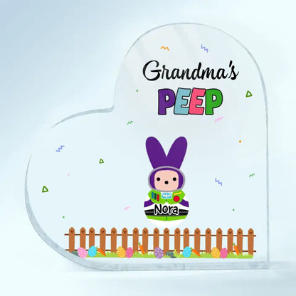 Grandma's Peeps - Personalized Custom Heart-shaped Acrylic Plaque - Easter, Mother's Day Gift For Grandma, Mom