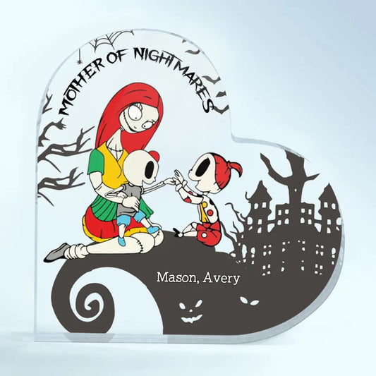 Mother Of Nightmares - Personalized Custom Heart-shaped Acrylic Plaque - Mother's Day, Birthday Gift For Mom