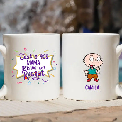 Just A 90s Mama Raising Her Rugrats - Personalized Custom White Mug - Gift For Family Members