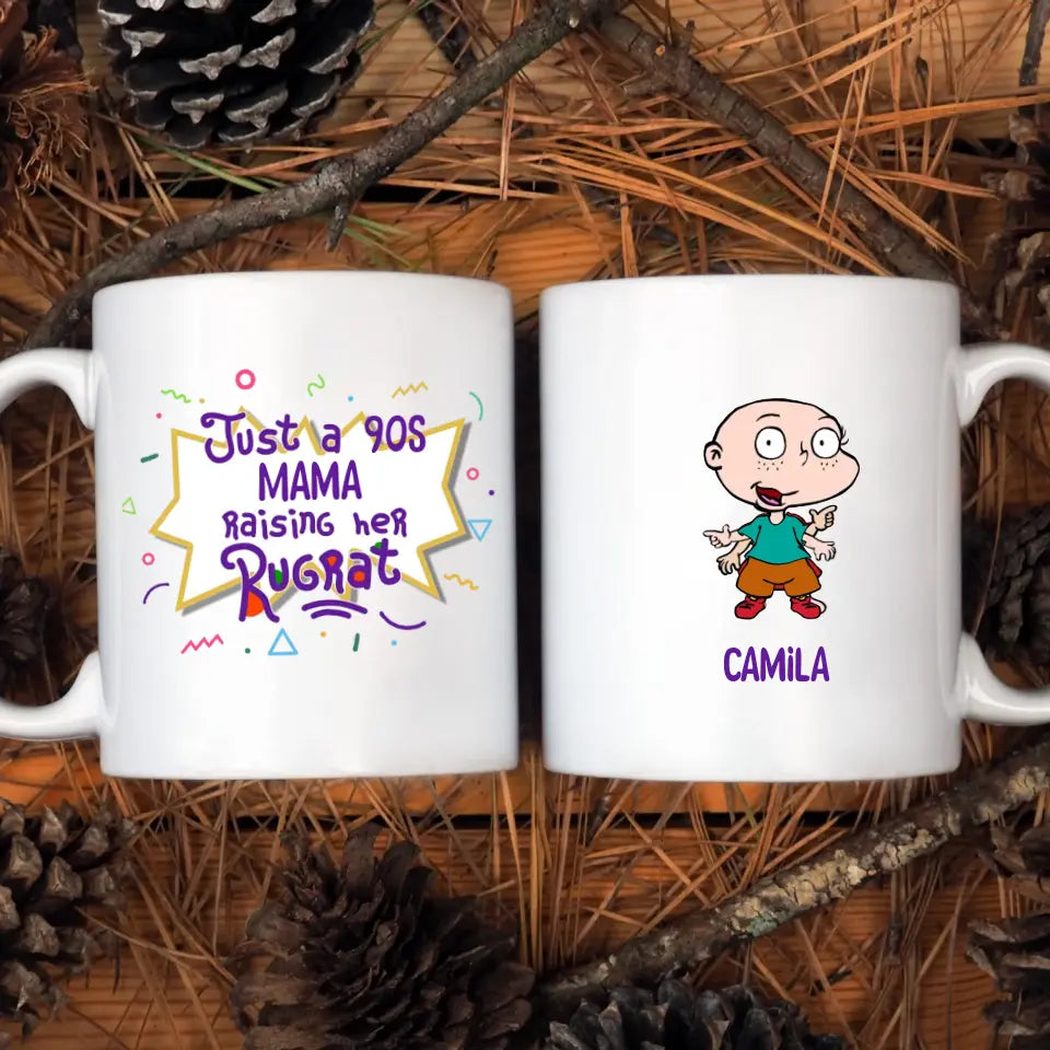 Just A 90s Mama Raising Her Rugrats - Personalized Custom White Mug - Gift For Family Members