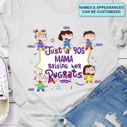 Just A 90s Mama Raising Her Rugrats - Personalized Custom T-shirt - Mother's Day Gift For Mom, Family Member