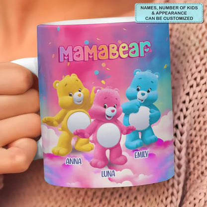 Mama Bear - Personalized Custom White Edge-to-Edge Mug - Gift For Mom, Family Members