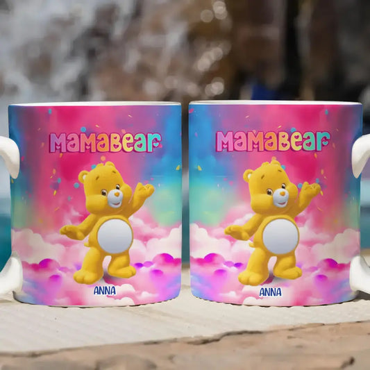 Mama Bear - Personalized Custom White Edge-to-Edge Mug - Gift For Mom, Family Members