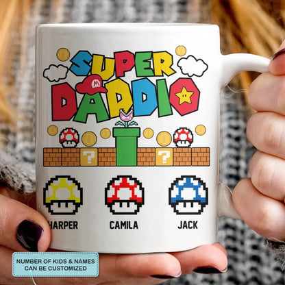 Personalized White Mug - Father's Day, Birthday Gift For Dad, Grandpa - Super Daddio