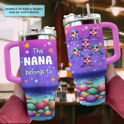 This Grandma Belongs To - Personalized Custom Tumbler With Handle - Gift For Mom, Grandma, Family, Family Members