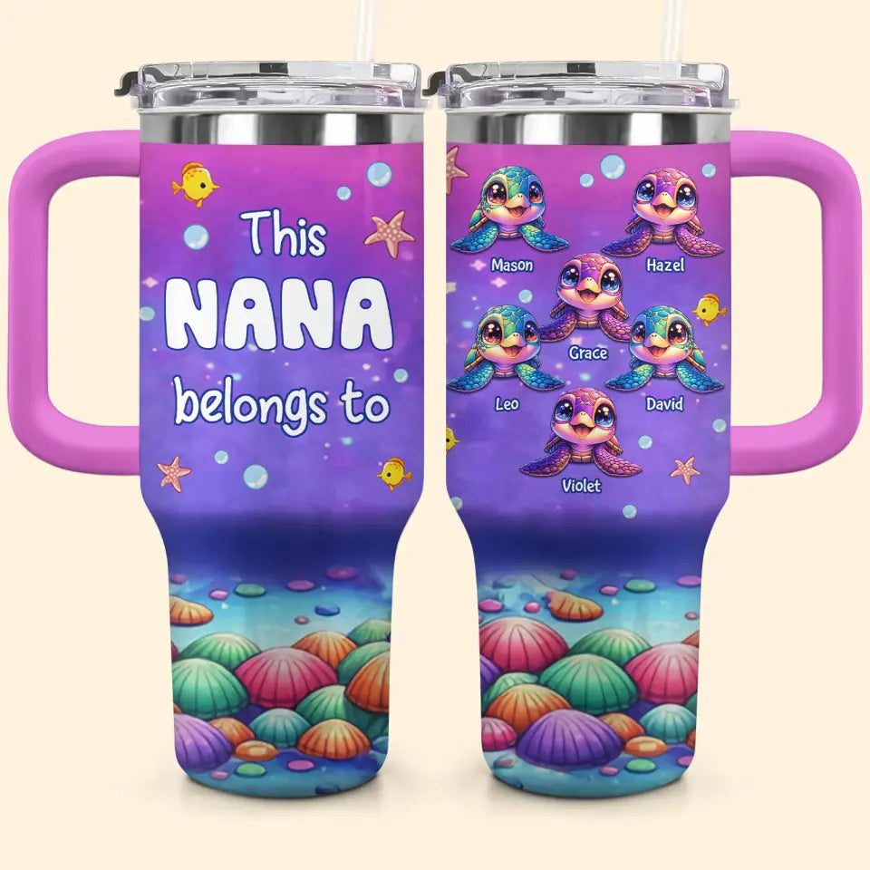 This Grandma Belongs To - Personalized Custom Tumbler With Handle - Gift For Mom, Grandma, Family, Family Members