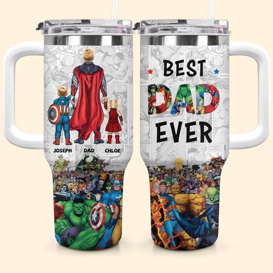 Best Dad Ever - Personalized Custom Tumbler With Handle - Gift For Dad, Mom, Family, Family Members