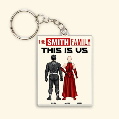 Super Hero Family - Personalized Custom One-Sided Acrylic Keychain - Gift For Family Members