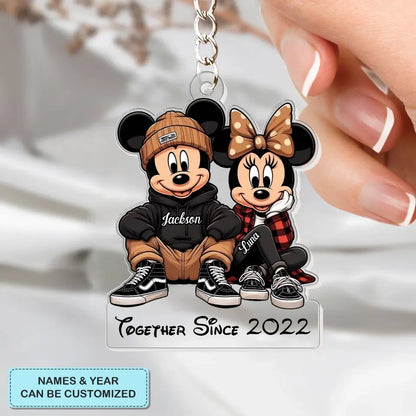 Mouse Couple - Personalized Custom One-Sided Acrylic Keychain - Gift For Girlfriend, Boyfriend, Couple