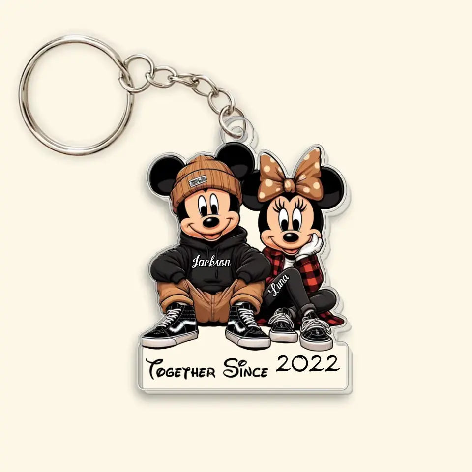 Mouse Couple - Personalized Custom One-Sided Acrylic Keychain - Gift For Girlfriend, Boyfriend, Couple