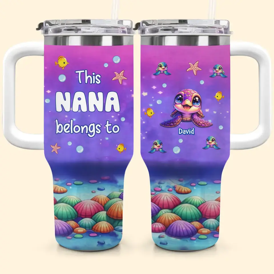 This Grandma Belongs To - Personalized Custom Tumbler With Handle - Gift For Mom, Grandma, Family, Family Members