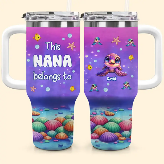 This Grandma Belongs To - Personalized Custom Tumbler With Handle - Gift For Mom, Grandma, Family, Family Members