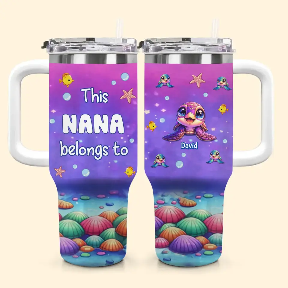 This Grandma Belongs To - Personalized Custom Tumbler With Handle - Gift For Mom, Grandma, Family, Family Members