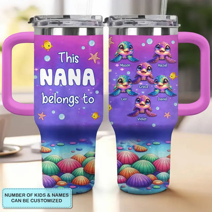 This Grandma Belongs To - Personalized Custom Tumbler With Handle - Gift For Mom, Grandma, Family, Family Members