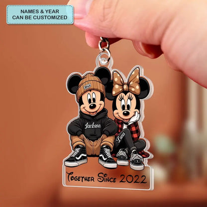 Mouse Couple - Personalized Custom One-Sided Acrylic Keychain - Gift For Girlfriend, Boyfriend, Couple