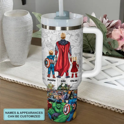 Best Dad Ever - Personalized Custom Tumbler With Handle - Gift For Dad, Mom, Family, Family Members