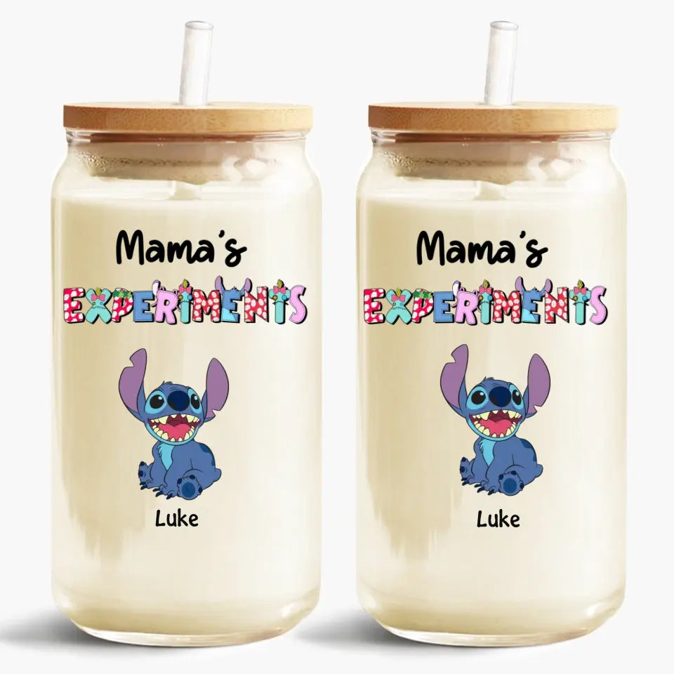 Mama Experiments - Personalized Custom Glass Can - Mother's Day Gift For Mom, Family Member