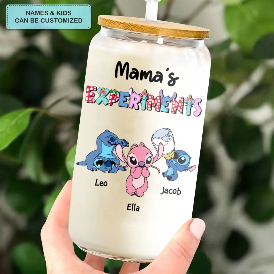 Mama Experiments - Personalized Custom Glass Can - Mother's Day Gift For Mom, Family Member