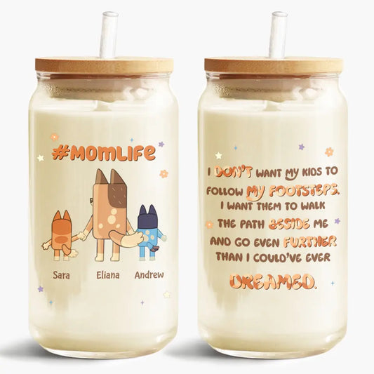 Mom Want The Kids Walk The Path Beside - Personalized Custom Glass Can - Mother's Day Gift For Mom, Family Member