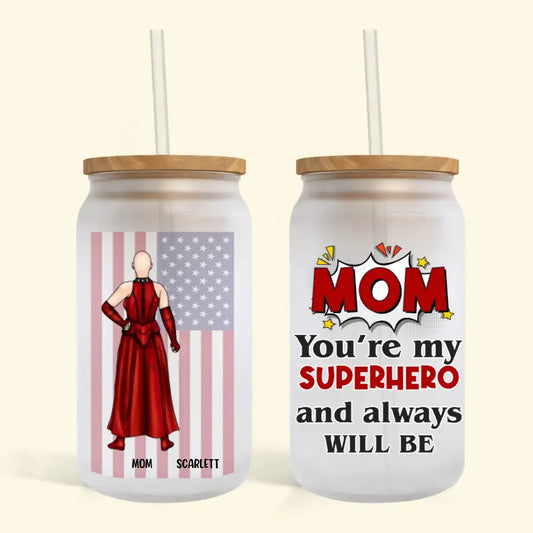 You Are My Super Hero - Personalized Custom Glass Can - Mother's Day Gift For Family, Family Members