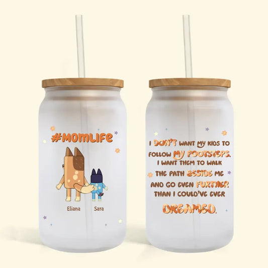 Mom Want The Kids Walk The Path Beside - Personalized Custom Glass Can - Mother's Day Gift For Mom, Family Member
