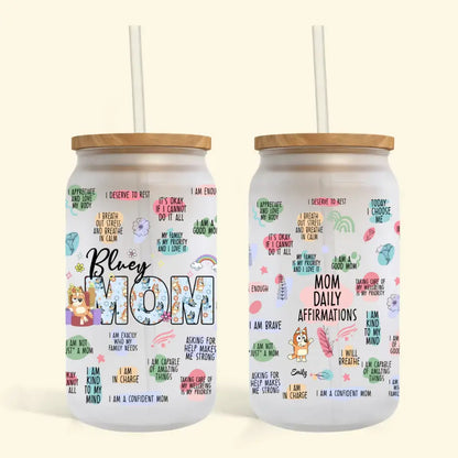 Mom Affirmations - Personalized Custom Glass Can - Mother's Day Gift For Mom, Family Members