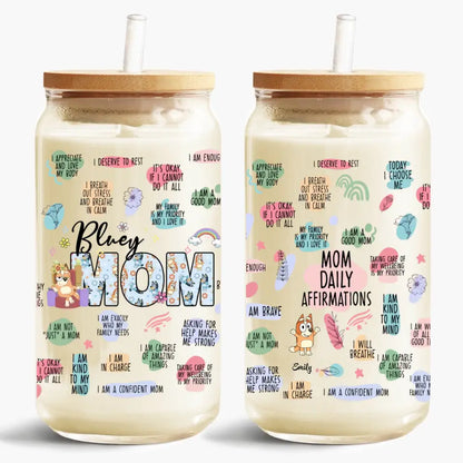 Mom Affirmations - Personalized Custom Glass Can - Mother's Day Gift For Mom, Family Members