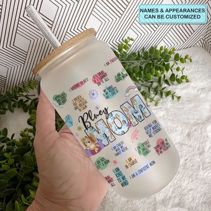 Mom Affirmations - Personalized Custom Glass Can - Mother's Day Gift For Mom, Family Members