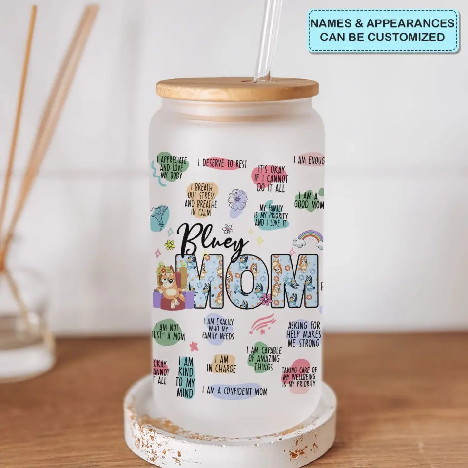 Mom Affirmations - Personalized Custom Glass Can - Mother's Day Gift For Mom, Family Members