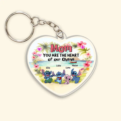 You Are The Heart Of Our Ohana- Personalized Custom One-Sided Acrylic Keychain - Gift For Family Members