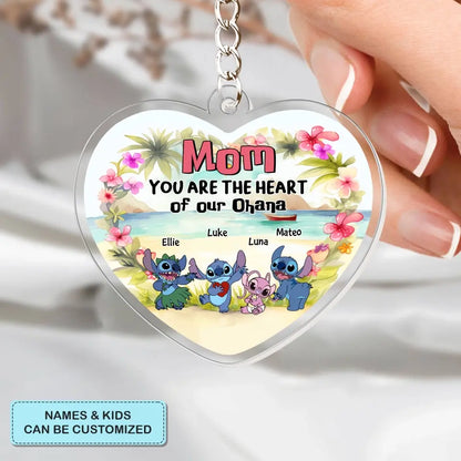 You Are The Heart Of Our Ohana- Personalized Custom One-Sided Acrylic Keychain - Gift For Family Members