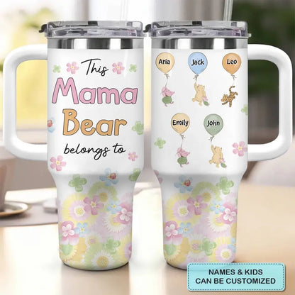 Mama Bear - Personalized Custom Tumbler With Handle - Gift For Mom, Grandma, Family, Family Members