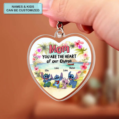 You Are The Heart Of Our Ohana- Personalized Custom One-Sided Acrylic Keychain - Gift For Family Members