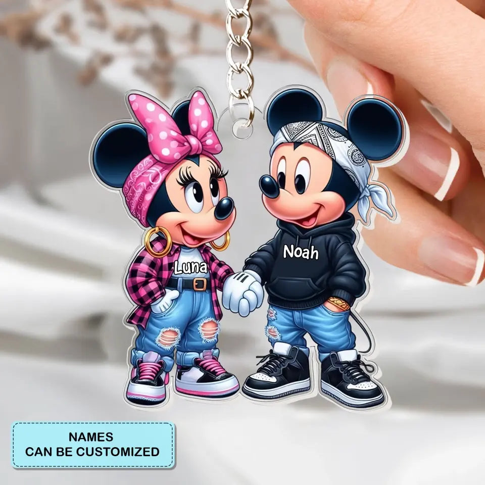 Mouse Couple - Personalized Custom One-Sided Acrylic Keychain - Gift For Girlfriend, Boyfriend, Couple