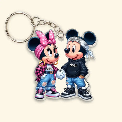 Mouse Couple - Personalized Custom One-Sided Acrylic Keychain - Gift For Girlfriend, Boyfriend, Couple