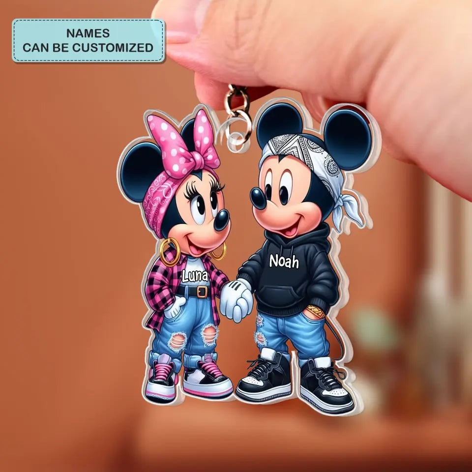 Mouse Couple - Personalized Custom One-Sided Acrylic Keychain - Gift For Girlfriend, Boyfriend, Couple