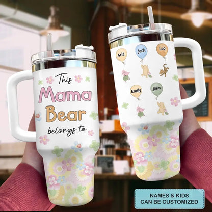 Mama Bear - Personalized Custom Tumbler With Handle - Gift For Mom, Grandma, Family, Family Members