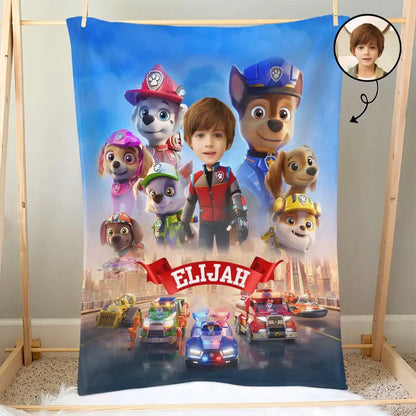 Patrol Boy Custom Face - Personalized Custom Blanket - Gift For Kids, Boys