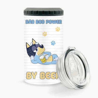 Dad Bob Powered By Beer - Personalized Custom Can Cooler Tumbler - Father's Day, Birthday Gift For Dad, Grandpa